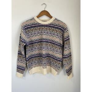 Newton Trading Co 100% Wool Shetland M North Isle Sweater Pink Blue EUC Warm Top